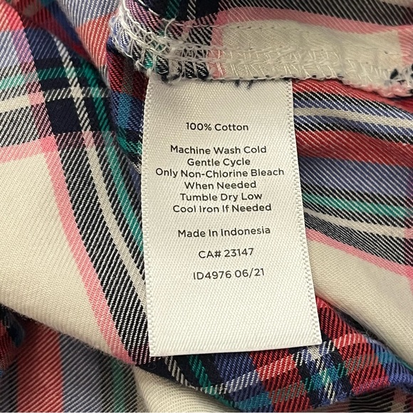 Talbots Shirt Womens Small Pink White Plaid Flannel Button Up Outdoor Casual - Picture 4 of 8